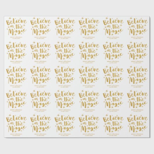 Robuust Gold Script gelooft in het magische kerstf Cadeaupapier (Vlak)