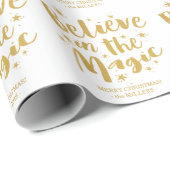 Robuust Gold Script gelooft in het magische kerstf Cadeaupapier (Rol Hoek)