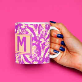 Robuust goud op paars marmer Chic Custom Monogram Koffiemok