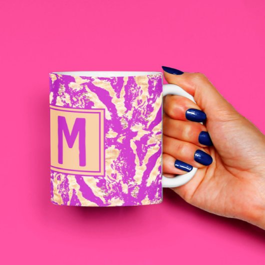 Robuust goud op paars marmer Chic Custom Monogram Koffiemok