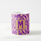 Robuust goud op paars marmer Chic Custom Monogram Koffiemok (Center)