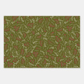 Robuust groen bladbladgroen patroon van roestvrij  inpakpapier vel (Voorkant 3)