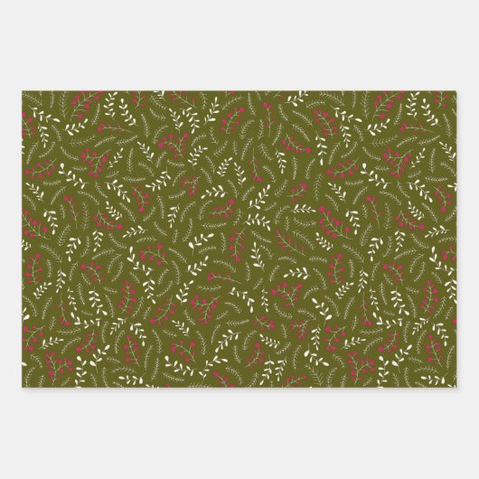 Robuust groen bladbladgroen patroon van roestvrij  inpakpapier vel (Voorkant 3)