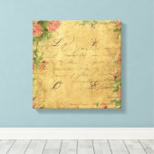 Robuust, grunge, papier, , floral, text, rozen, ro canvas afdruk (Insitu (Houten vloer))