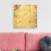 Robuust, grunge, papier, , floral, text, rozen, ro canvas afdruk (Insitu (Woonkamer))