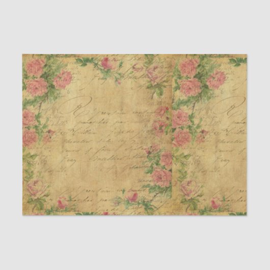 Robuust, grunge, papier, , floral, text, rozen, ro tissuepapier (Voorkant)