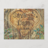 Robuust hart in boomstam sparen de Datum Aankondigingskaart (Voorkant)