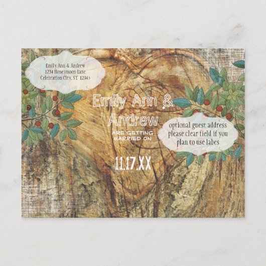 Robuust hart in structuur Opslaan datum Aankondigingskaart (Achterkant)