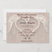 Robuust hart met houtwedstrijkuitnodigingen kaart (Achterkant)