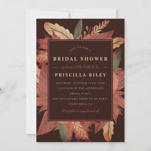 Robuust herfst bruin vrijgezellenfeest met floreel kaart (Voorkant)