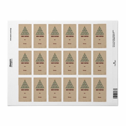 Robuust Hoefijzer kerstboom cadeauetiket voor Labe Etiket (Full Sheet)