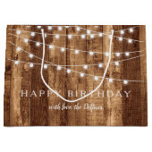 Robuust hout en lichte lampjes Happy Birthday Cust Groot Cadeauzakje (Voorkant)