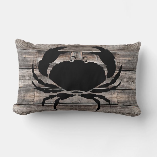 Robuust hout en nautische CRAB | Lumbar Pillow Kussen (Voorkant)