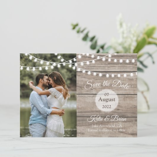 Robuust hout en snaarlampen Sla de datumkaart op Kaart (Staand voorkant)