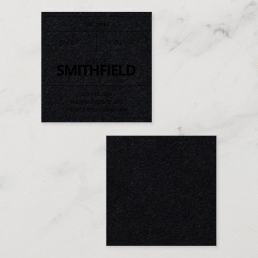 Robuust  industrieel zwart op zwart tafoon vierkante visitekaartje (Voorkant / Achterkant)