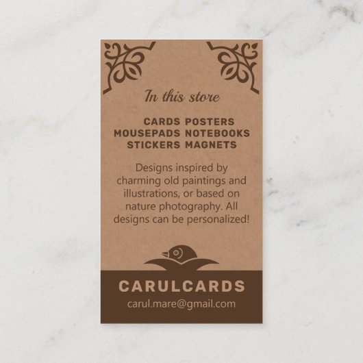 Robuust karton Art nouveau ornaments CC1188 Visitekaartje (Achterkant)