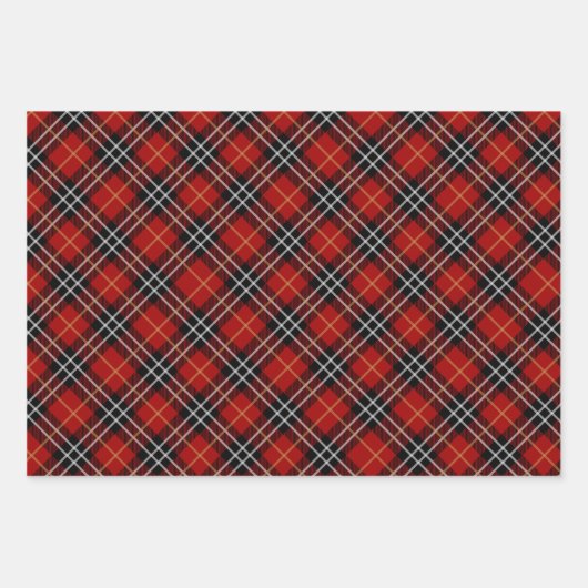 Robuust kerstbuffel / tartpatroon inpakpapier vel (Voorkant)