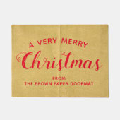 Robuust kerstcadeaupapier, bruin papier, doormat deurmat (Voorkant)