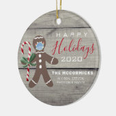 Robuust kerstfeest 2020 Gingerbrood Familienaam Keramisch Ornament (Links)