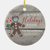 Robuust kerstfeest 2020 Gingerbrood Familienaam Keramisch Ornament (Achterkant)