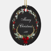 Robuust kerstfeest Antler Wreath Holiday Aangepast Keramisch Ornament (Rechts)