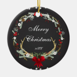 Robuust kerstfeest Antler Wreath Holiday Aangepast Keramisch Ornament