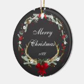Robuust kerstfeest Antler Wreath Holiday Aangepast Keramisch Ornament (Links)