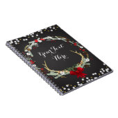 Robuust kerstfeest Antler Wreath Holiday Aangepast Notitieboek (Rechterzijde)