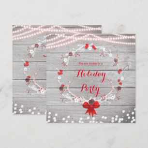 Robuust kerstfeest Antler Wreath White Wood Kaart