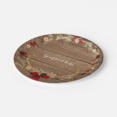 Robuust kerstfeest Antler Wreath Wood & Lichten Papieren Bordje (Gekanteld)