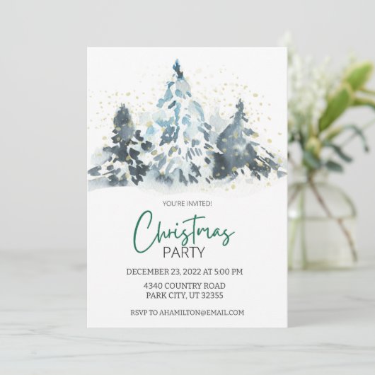 Robuust kerstfeest Deer Forest Invitation Kaart (Staand voorkant)