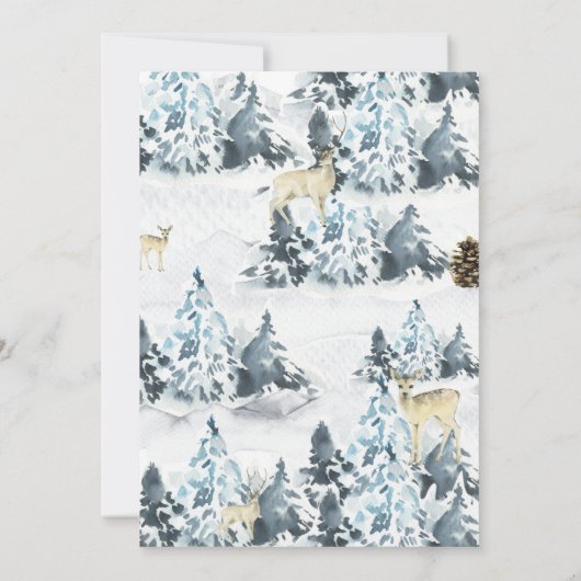 Robuust kerstfeest Deer Forest Invitation Kaart (Achterkant)