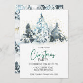Robuust kerstfeest Deer Forest Invitation Kaart (Voorkant / Achterkant)