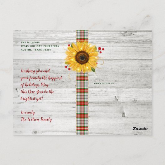 Robuust kerstfeest en heldere feestdag briefkaart (Achterkant)