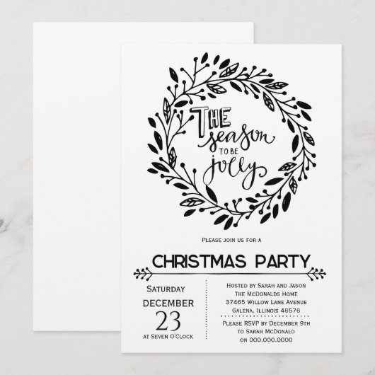 Robuust kerstfeest kaart (Voorkant / Achterkant)