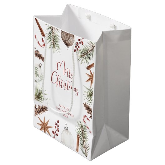 Robuust kerstfeest medium cadeauzakje (Voorkant Gekanteld)