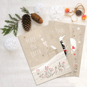 Robuust kersthuis in sneeuw feestdagenkaart