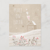 Robuust kersthuis in sneeuw feestdagenkaart (Voorkant)