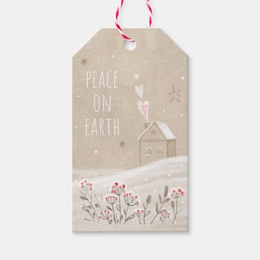 Robuust kersthuis in Sneeuwwitzak Cadeaulabel (Voorkant)