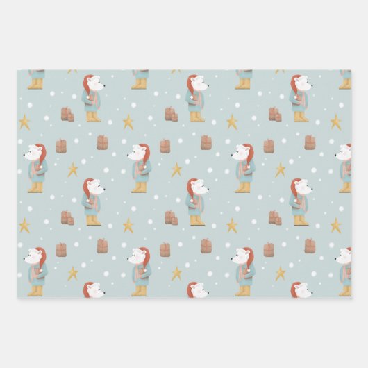 Robuust kerstkraft Winter Snow Polar Beer Inpakpapier Vel (Voorkant)