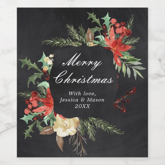 Robuust kerstwijnlabel wijn etiket (Enkel label)