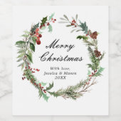 Robuust kerstwijnlabel wijn etiket (Enkel label)