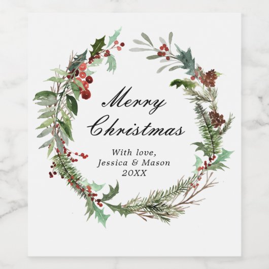 Robuust kerstwijnlabel wijn etiket (Enkel label)