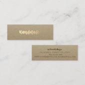 Robuust Kraft, goud, eenvoudig, handgemaakt Mini Visitekaartje (Voorkant / Achterkant)