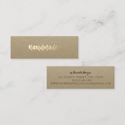 Robuust Kraft, goud, eenvoudig, handgemaakt Mini Visitekaartje (Voorkant / Achterkant)