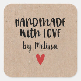 Robuust Kraft-papier met liefde Vierkante Sticker