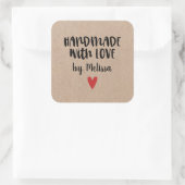 Robuust Kraft-papier met liefde Vierkante Sticker (Tas)