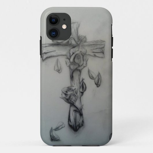 Robuust kruis en rozen Case-Mate iPhone case (Achterkant)