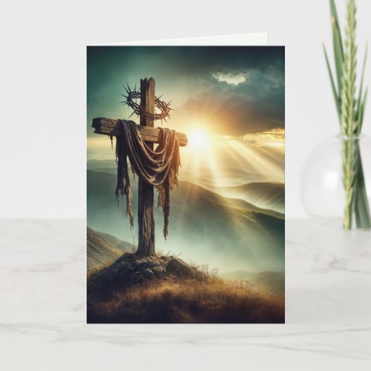 Robuust kruis met doornenkroon feestdagen kaart (Voorkant)