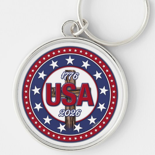 Robuust Kruis USA 1776-2026 Sleutelhanger (Voorkant)